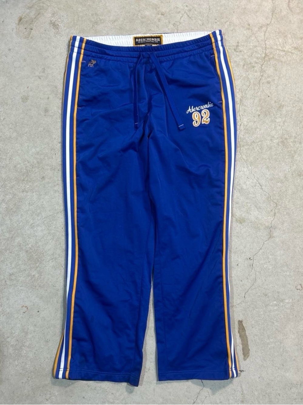 Abercrombie & Fitch Royal Blue Track Joggers with Gold & White Stripes